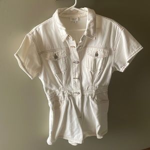 White/cream denim short romper - worn once for bachelorette party